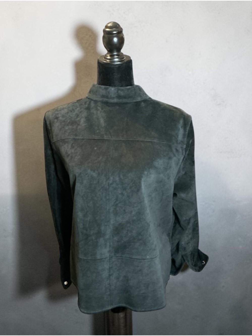 Ralph Lauren Dark Forest Green Suede Button-Front Blazer - Picture 2 of 2